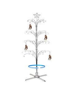 Árbol de exhibición HOHIYA 187 cm giratorio plateado con 90 ganchos