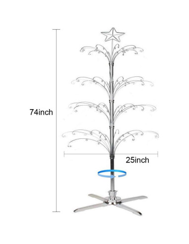 Árbol de exhibición HOHIYA 187 cm giratorio plateado con 90 ganchos