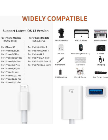 Adaptador USB a Lightning Seulliya OTG 3.0 para iPhone/iPad