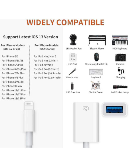 Adaptador USB a Lightning Seulliya OTG 3.0 para iPhone/iPad