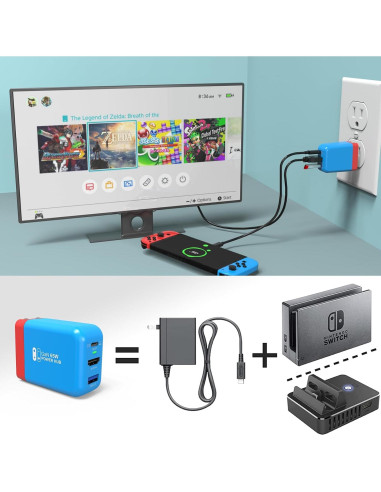 Estación de Acoplamiento Portátil Techigher 65W HDMI 4K USB-C