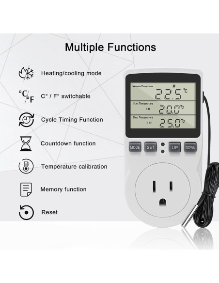 Enchufe Termostato Digital KETOTEK 120V Control Temperatura