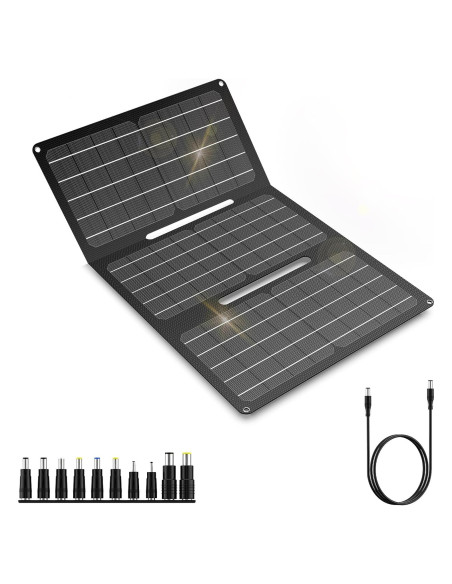 Cargador Solar Portátil ENOFLO 30W Plegable USB-C y DC