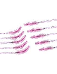 Cepillos de Pestañas Desechables Elisel 100pcs Rosa Cristal 2