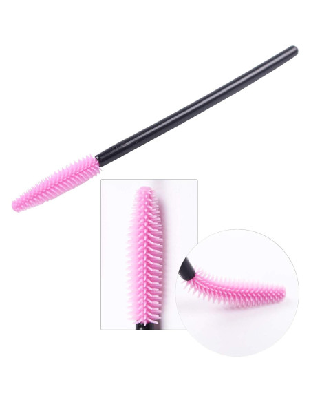BIHRTC 100 Cepillos Desechables de Pestañas Rosa 10,48 cm