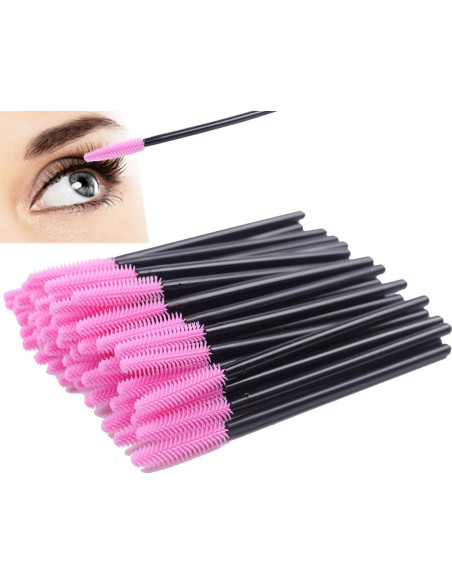 BIHRTC 100 Cepillos Desechables de Pestañas Rosa 10,48 cm