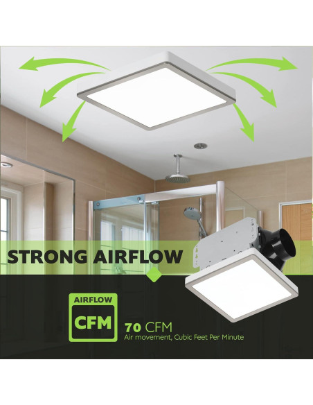 Ventilador de Baño Homewerks 7105-10 con Luz LED 70 CFM