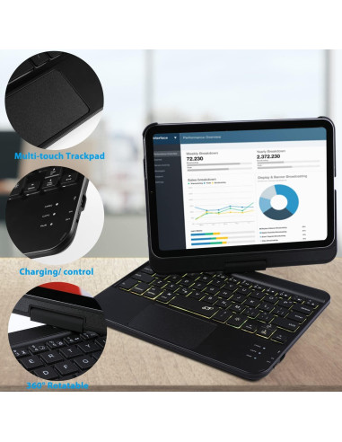 Funda teclado LENRICH iPad Mini 6/7 8.3" retroiluminada