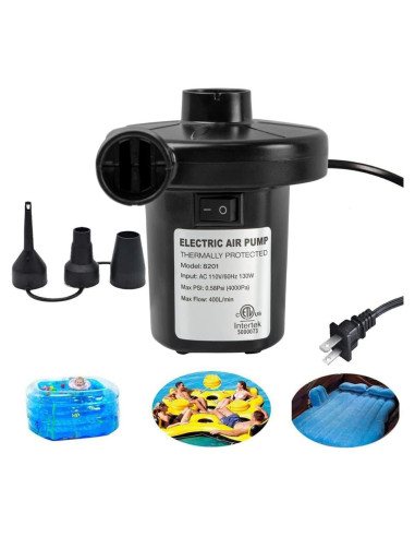 BOMPOW Bomba de Aire Eléctrica 130W Inflables Rápida Negra