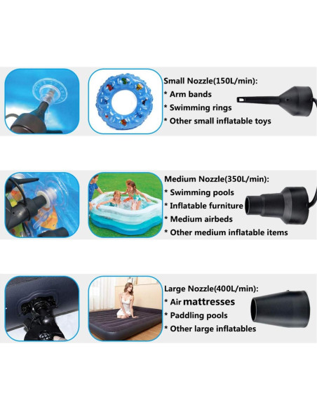 BOMPOW Bomba de Aire Eléctrica 130W Inflables Rápida Negra