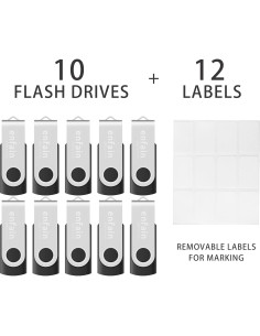 Enfain USB 2.0 Flash Drive 10 Unidades 1GB Negro 2
