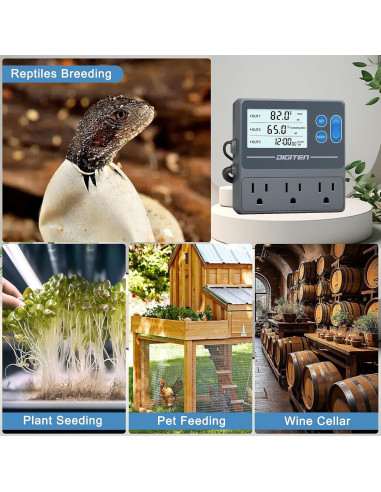Controlador de Temperatura y Humedad DIGITEN THT103 3 Enchufes