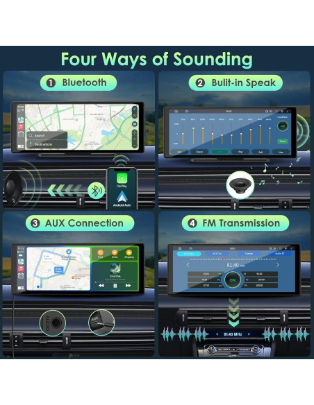 Pantalla CarPlay 9.26" APHQUA GPS Bluetooth para Coche