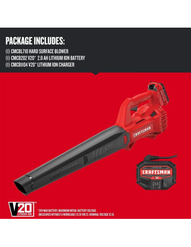 Soplador de Hojas CRAFTSMAN 20V Inalámbrico con Batería