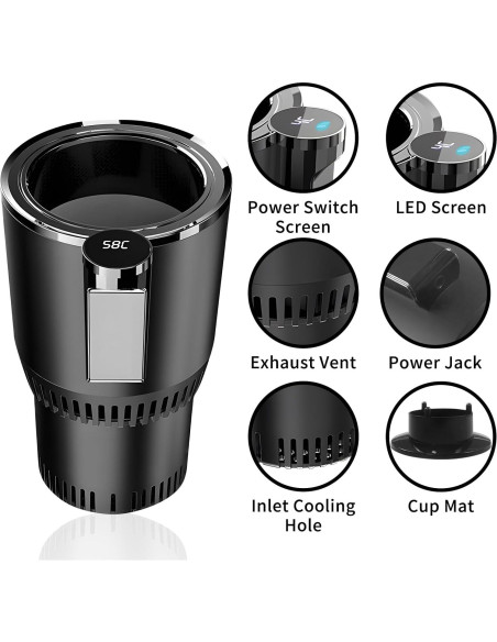 Taza de coche inteligente HPYDIY 2-en-1 caliente y fría