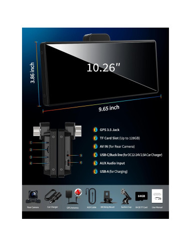 Pantalla 10.26" Imagebon Carplay 4K con cámara trasera