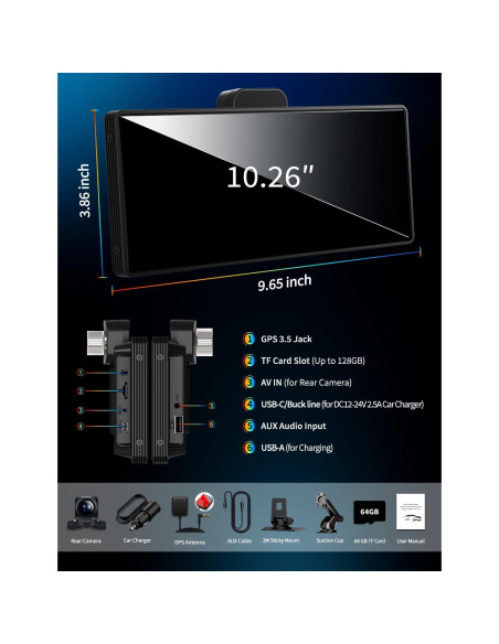 Pantalla 10.26" Imagebon Carplay 4K con cámara trasera