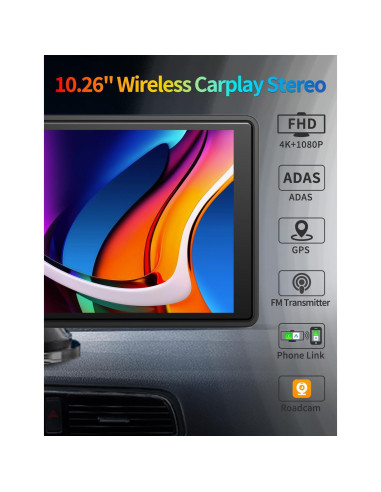 Pantalla 10.26" Imagebon Carplay 4K con cámara trasera