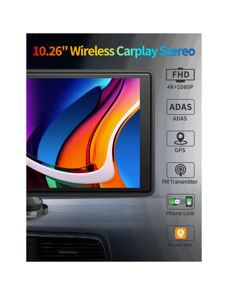 Pantalla 10.26" Imagebon Carplay 4K con cámara trasera