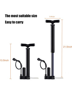 Bomba de Bicicleta VIMILOLO 160PSI Válvulas Presta y Schrader 2