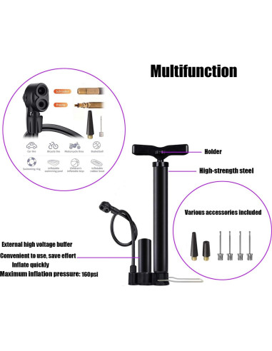 Bomba de Bicicleta VIMILOLO 160PSI Válvulas Presta y Schrader