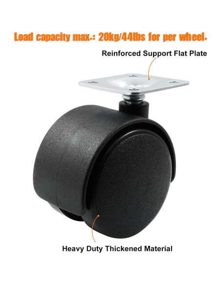 4 Ruedas Giratorias de Nylon 50mm para Muebles Suiwotin