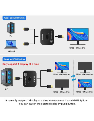 Conmutador HDMI 2.1 DGODRT 8K 60Hz 48Gbps Bidireccional