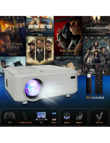 Proyector Mini KEJOG 1080P Full HD Portátil con Soporte