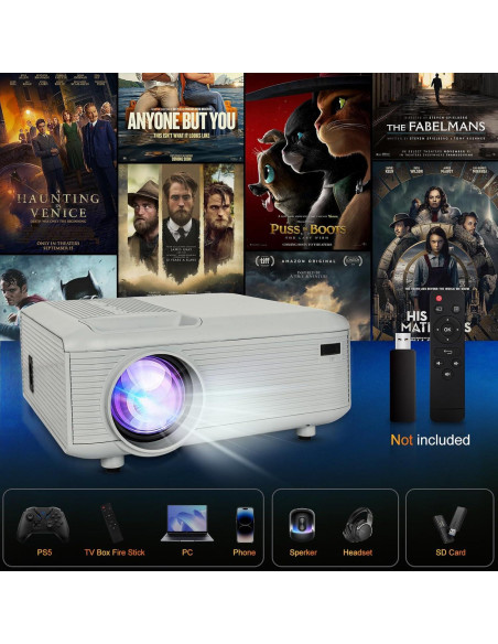 Proyector Mini KEJOG 1080P Full HD Portátil con Soporte