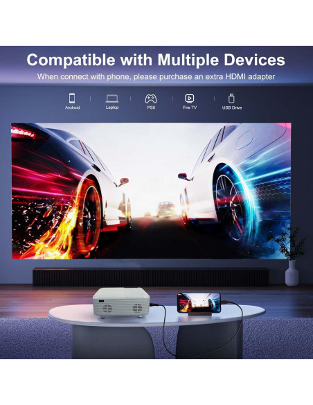 Proyector Mini KEJOG 1080P Full HD Portátil con Soporte