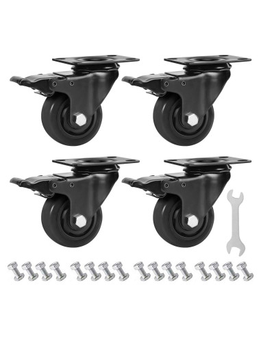 Juego de 4 Ruedas 7cm PRITEK con Freno de Seguridad