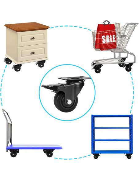 Juego de 4 Ruedas 7cm PRITEK con Freno de Seguridad