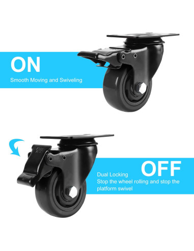 Juego de 4 Ruedas 7cm PRITEK con Freno de Seguridad