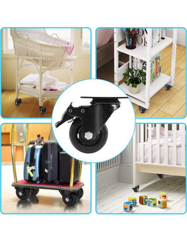 Juego de 4 Ruedas 7cm PRITEK con Freno de Seguridad