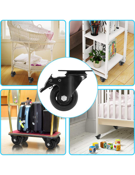 Juego de 4 Ruedas 7cm PRITEK con Freno de Seguridad