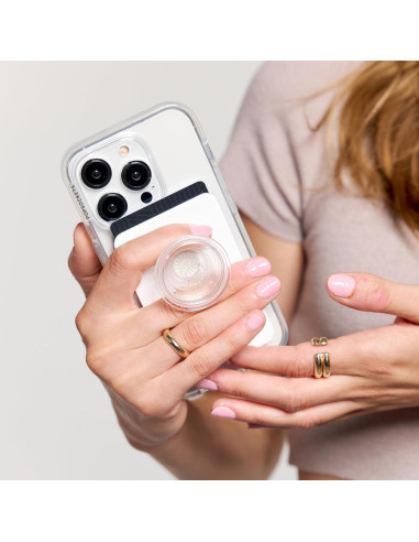 Billetera PopSockets Transparente con agarre y soporte