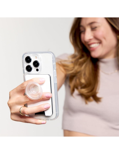 Billetera PopSockets Transparente con agarre y soporte