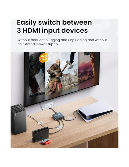 Conmutador HDMI 3 en 1 avedio links 4K@60Hz Aluminio