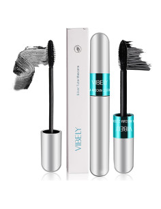 Máscara de Pestañas Vibely 4D Seda Fibra Impermeable 2 en 1