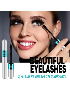 Máscara de Pestañas Vibely 4D Seda Fibra Impermeable 2 en 1 2