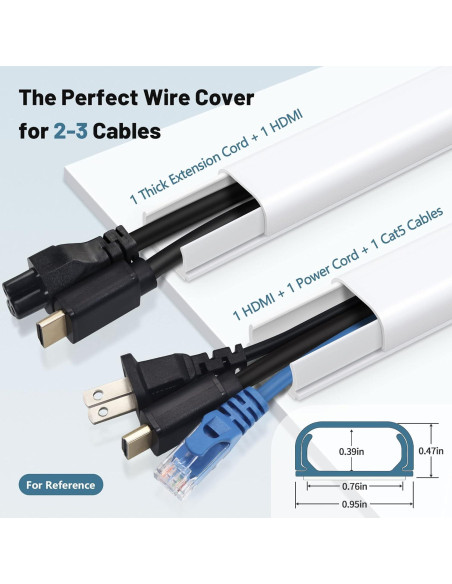 Kit Ocultador de Cables ZhiYo 172.72cm Blanco 4 Secciones