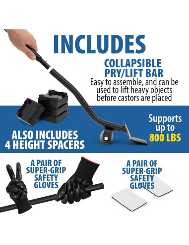 Elevador de Muebles HONGKEN - Juego 4 Ruedas 2000 kg