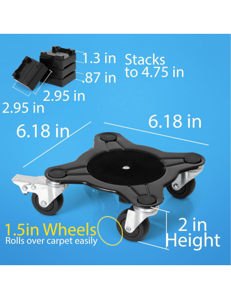 Elevador de Muebles HONGKEN - Juego 4 Ruedas 2000 kg