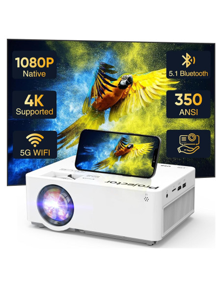 Proyector Full HD 1080P PANSEBA QK06 WiFi 5G Bluetooth 300"