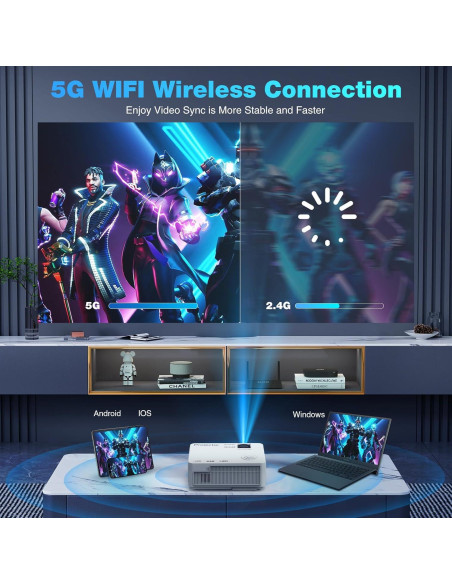 Proyector Full HD 1080P PANSEBA QK06 WiFi 5G Bluetooth 300"
