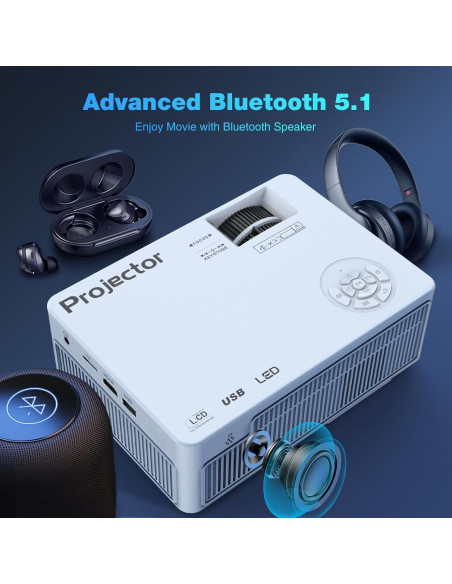 Proyector Full HD 1080P PANSEBA QK06 WiFi 5G Bluetooth 300"