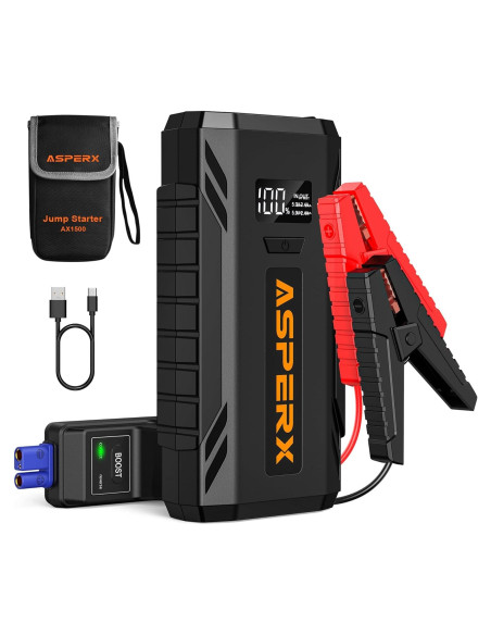 Arrancador de Coche AsperX AX-1500 2000A Pantalla LCD