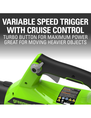 Soplador Axial Inalámbrico Greenworks 40V 2.5Ah 390 CFM
