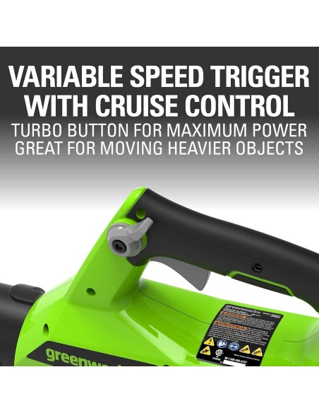 Soplador Axial Inalámbrico Greenworks 40V 2.5Ah 390 CFM