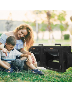 Transportín Plegable PETUX para 2 Gatos Negro 86x43x43 cm 2